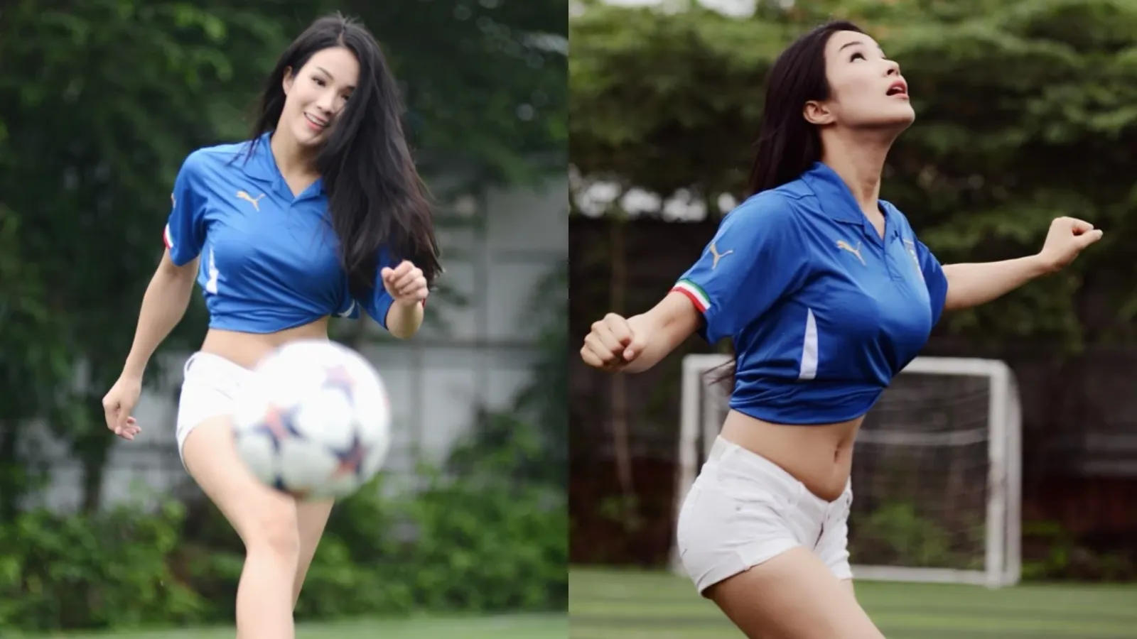 Diệp Lâm Anh thả dáng cùng trái bóng
